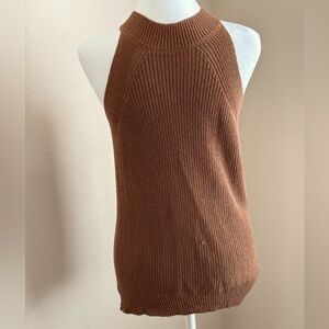 Brown knit sleeveless sweater - Medium